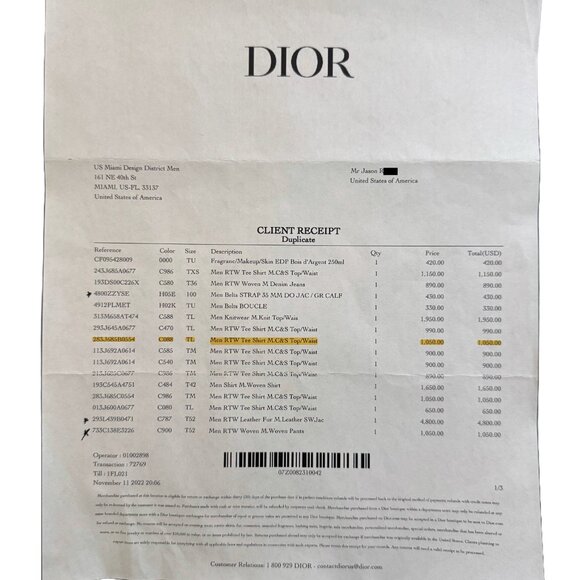 Authentic DIOR Men's Design Tee Shirt - Picture 3 of 8